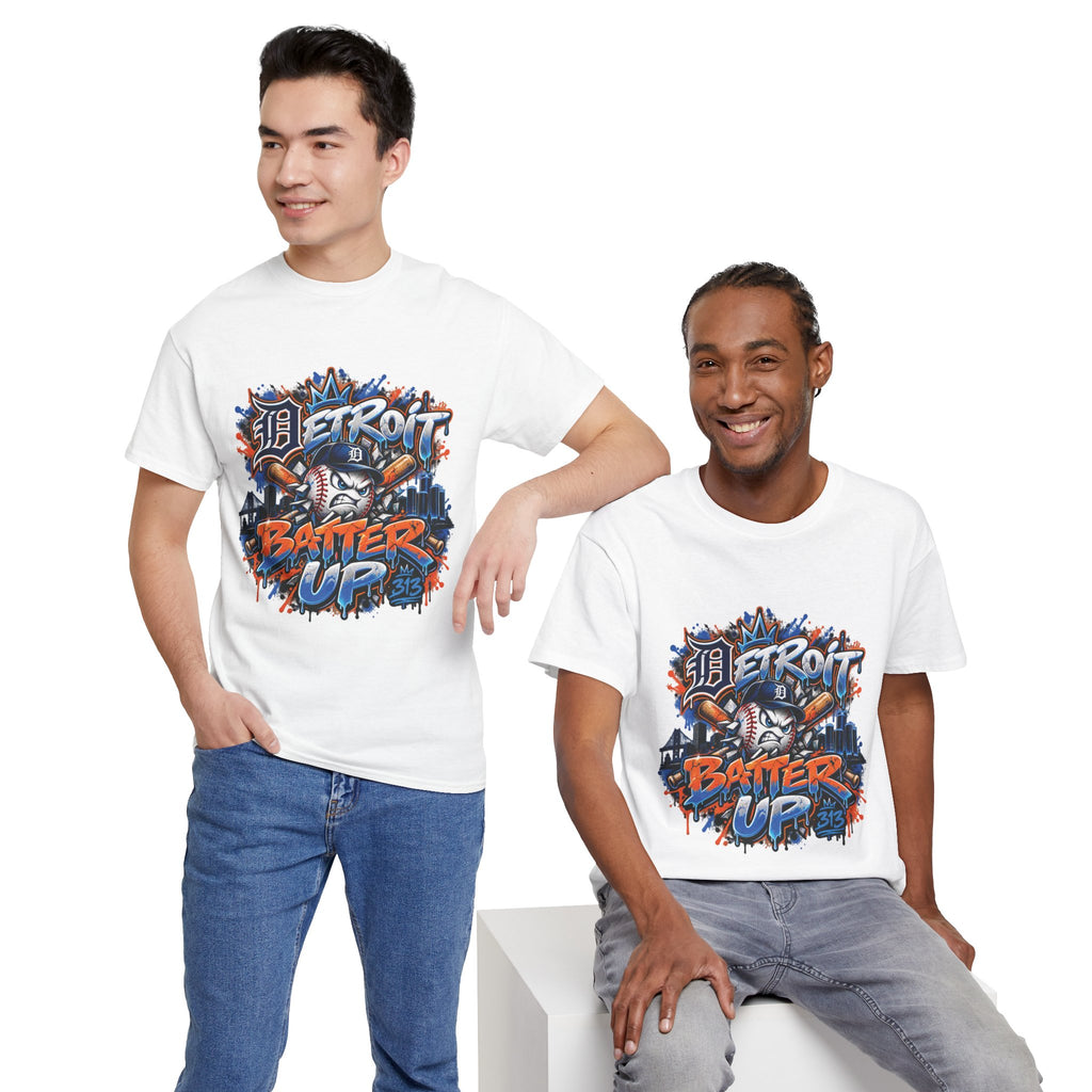 Detroit Batter Up T-Shirt | Baseball City Skyline Tee