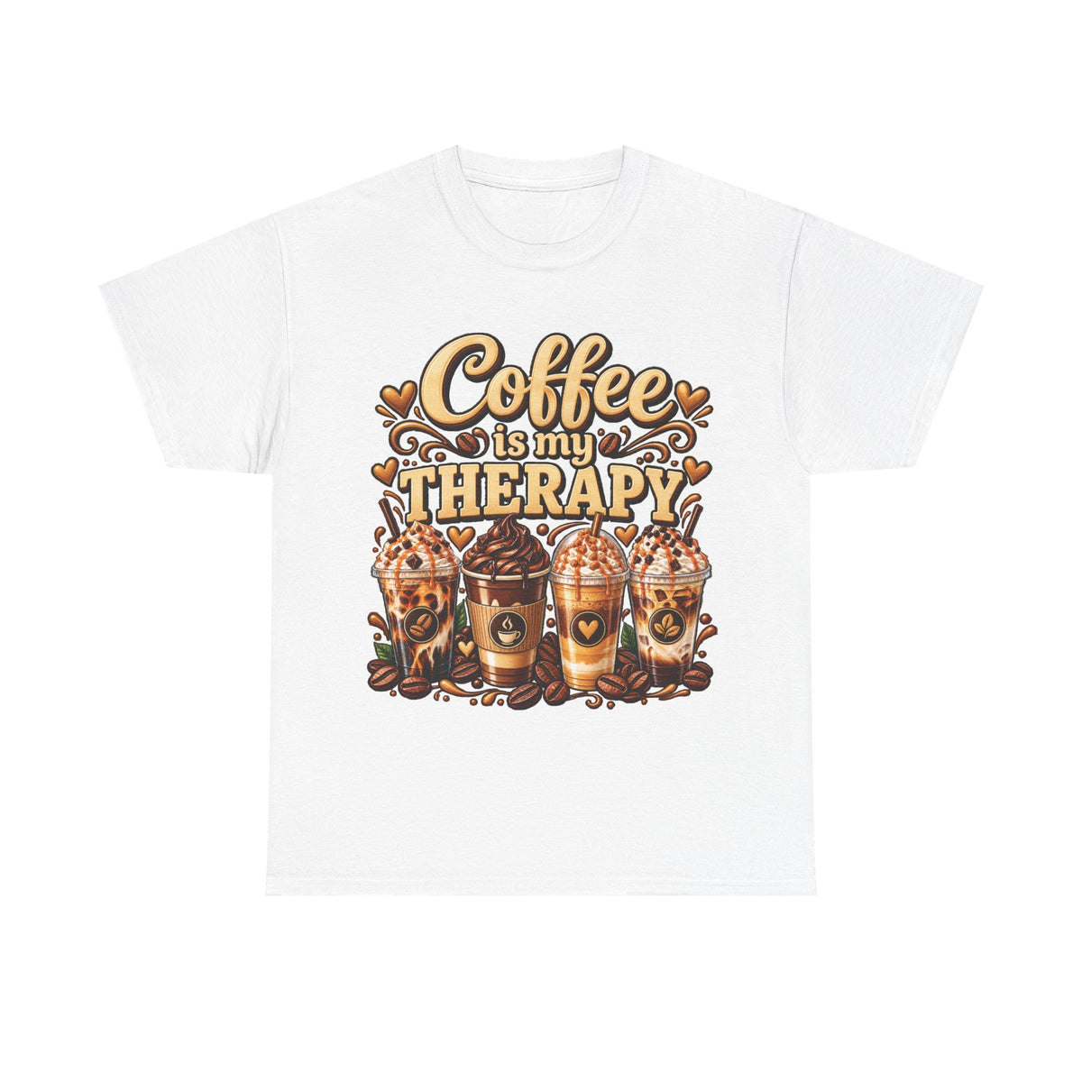 Coffee Is My Therapy T-Shirt | Coffee Cups Illustration, Cozy Beverage Tee