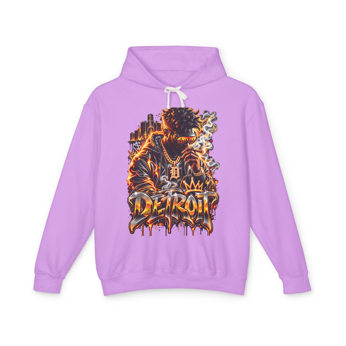 Detroit Flames Graphic Hoodie | City Skyline, Graffiti Drip Design