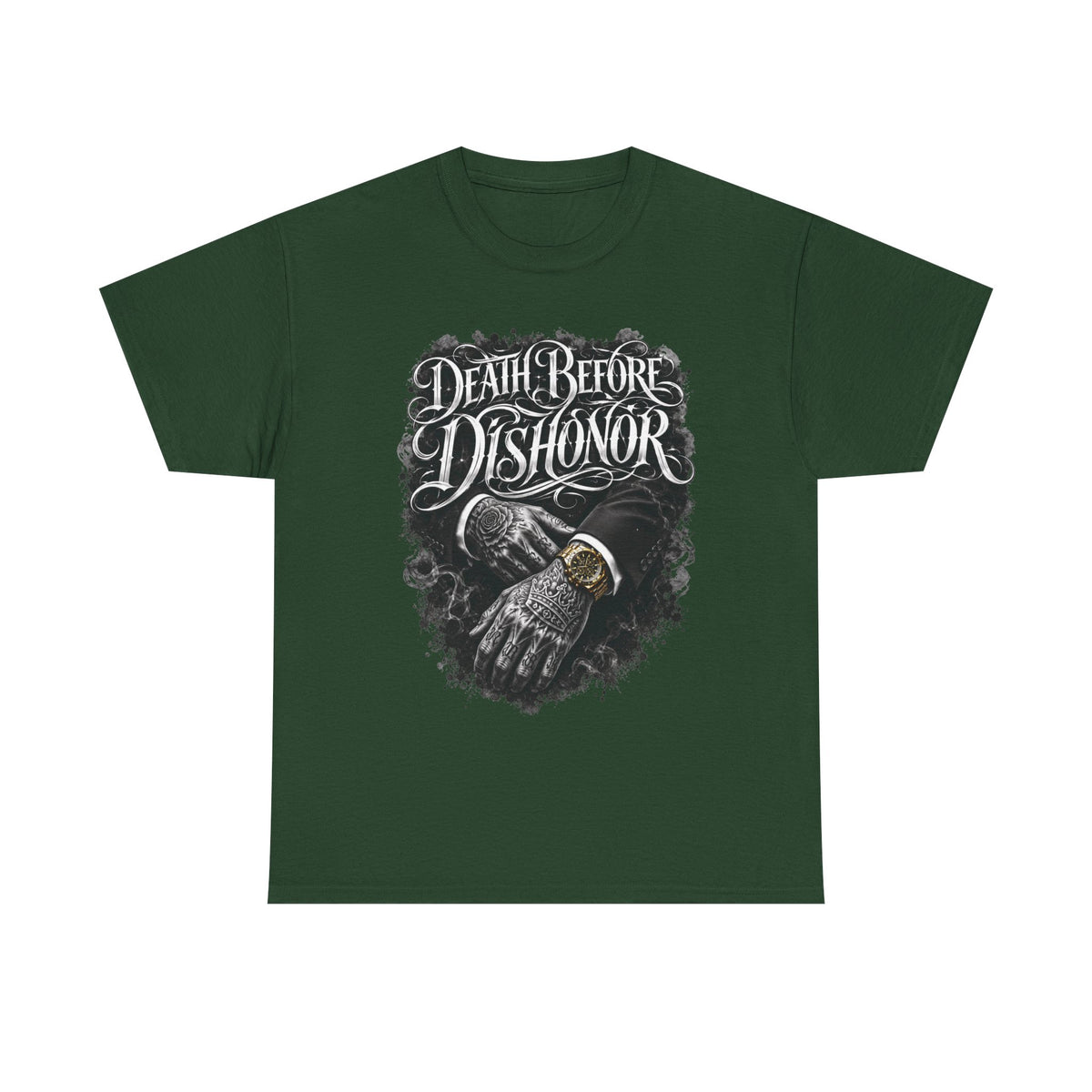 Death Before Dishonor Skull Gloves T-Shirt | Biker Tattoo Style