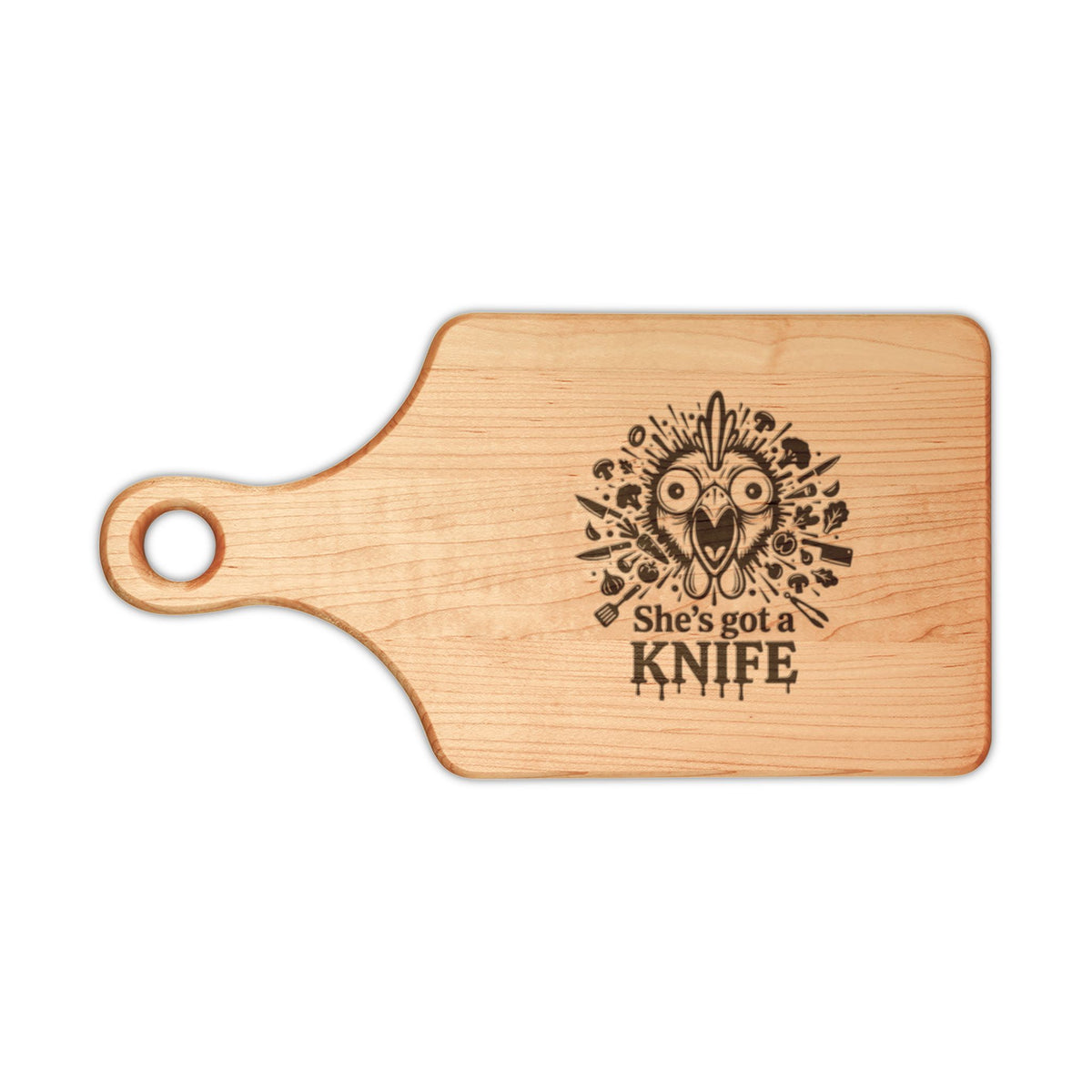 She's Got a Knife wooden cutting board | Engraved kitchen decor