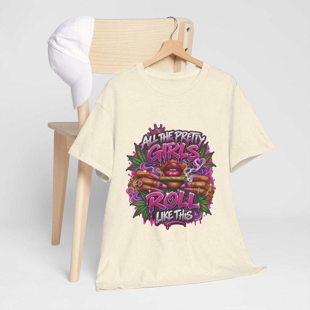 All The Pretty Girls Roll Like This T-Shirt | Pink Graffiti Cannabis Hands Design