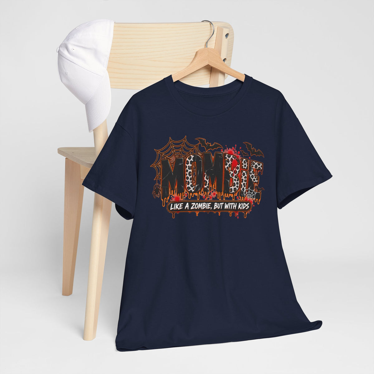 Mombie Mom T-Shirt | Halloween mom tee, spooky bats and cobwebs