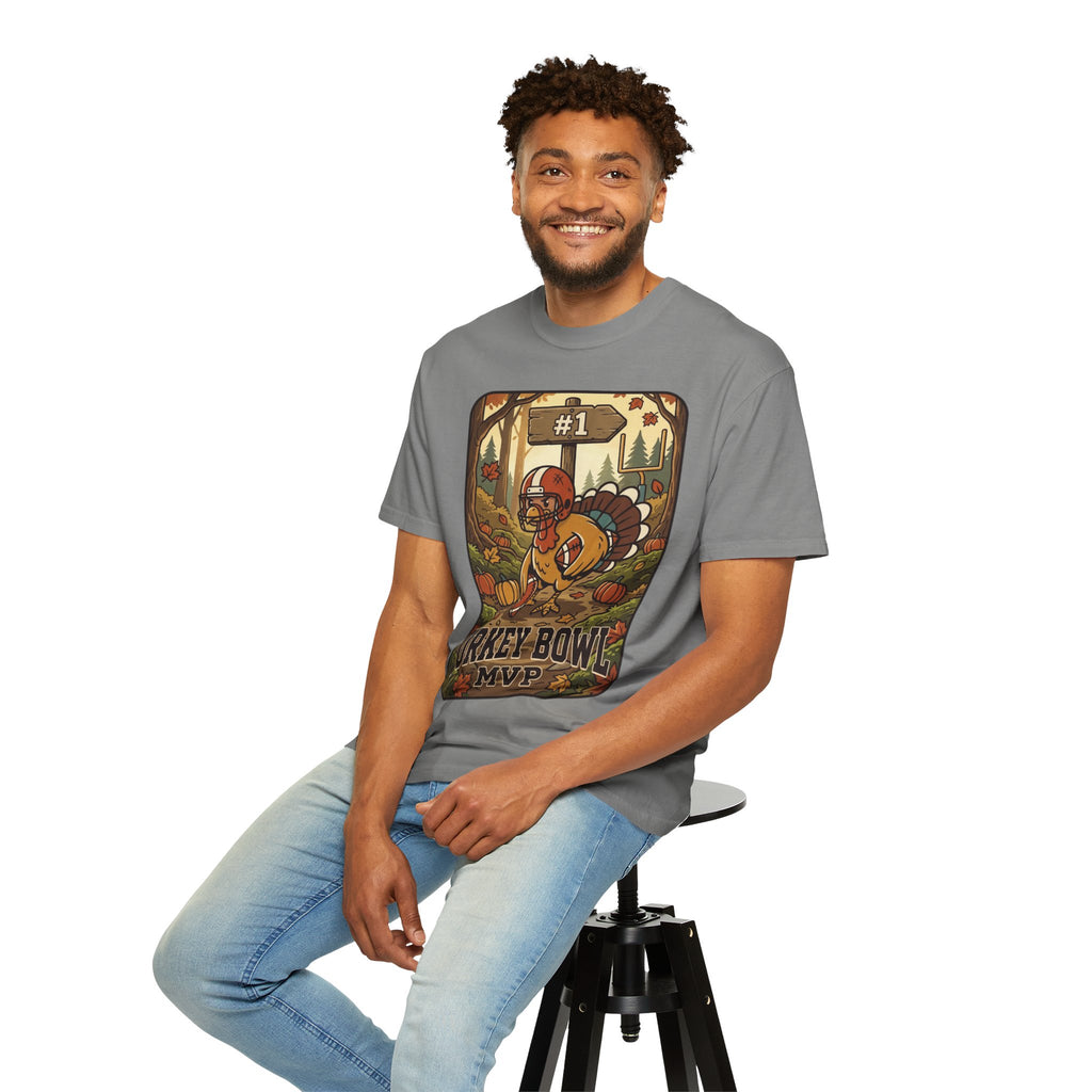 Turkey Bowl MVP T-Shirt | Thanksgiving Football Turkey Illustration