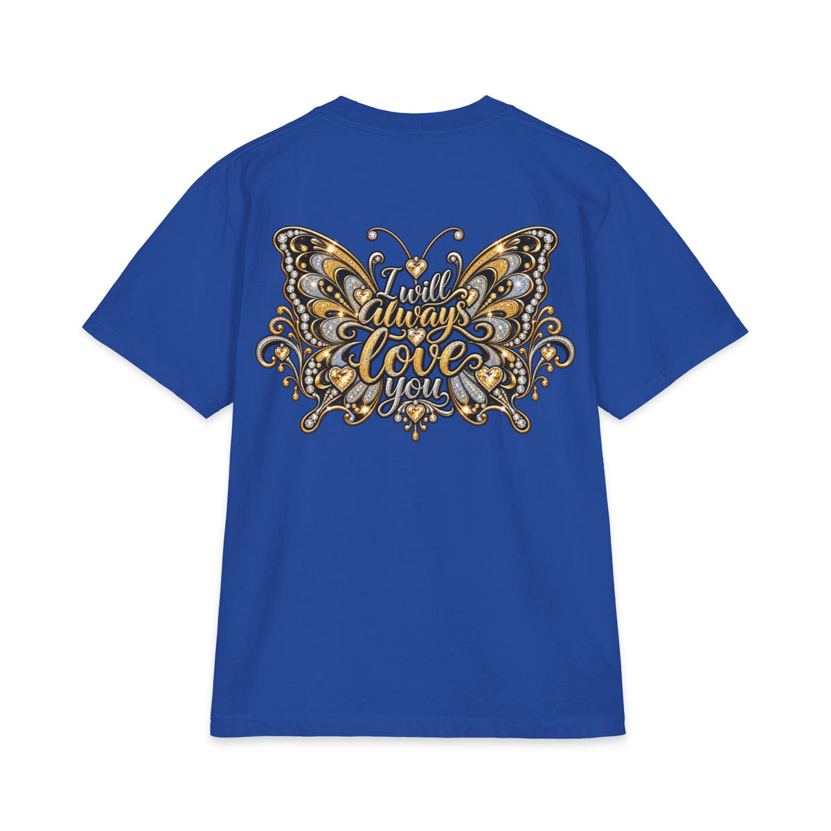 Dolly Floral Portrait T-Shirt | Butterfly 'Love Always' Back
