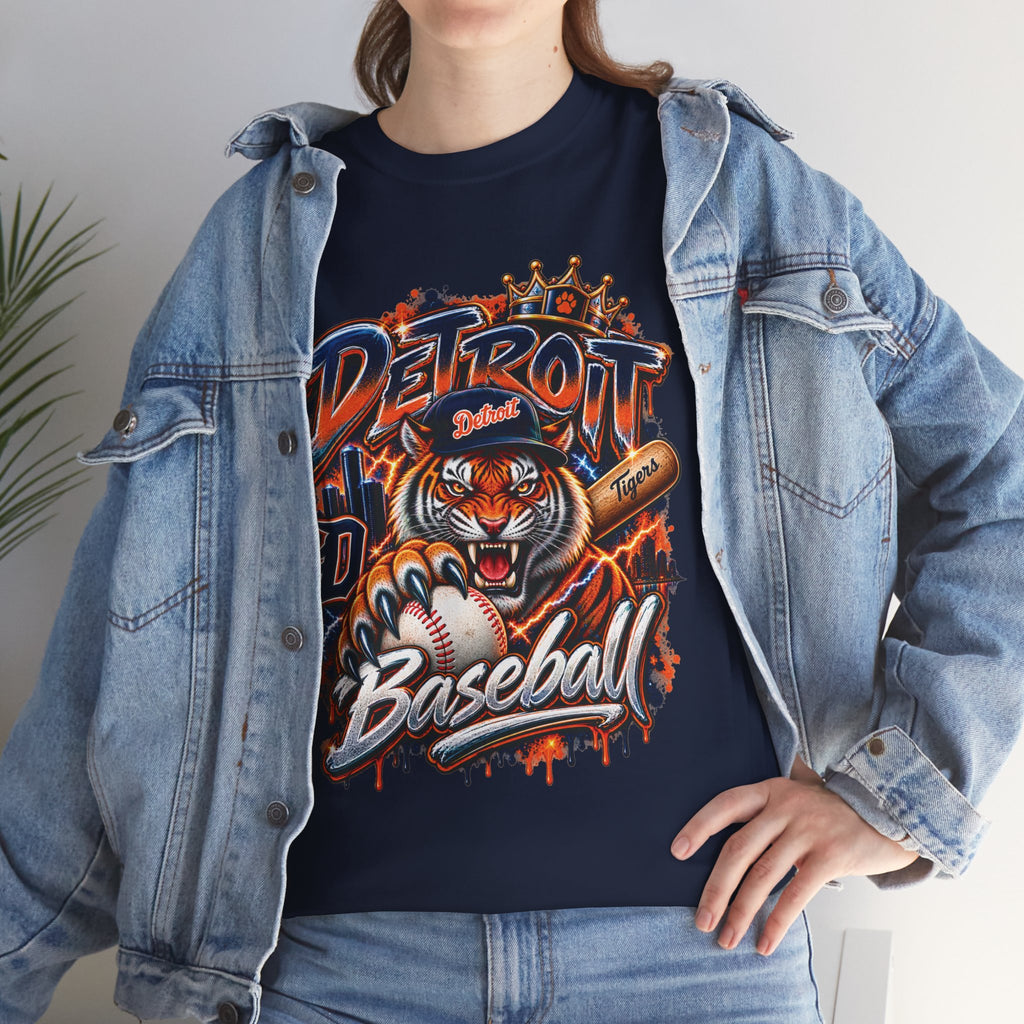 Detroit Tigers Tiger Baseball Tee | Vintage Mascot Detroit Baseball Shirt
