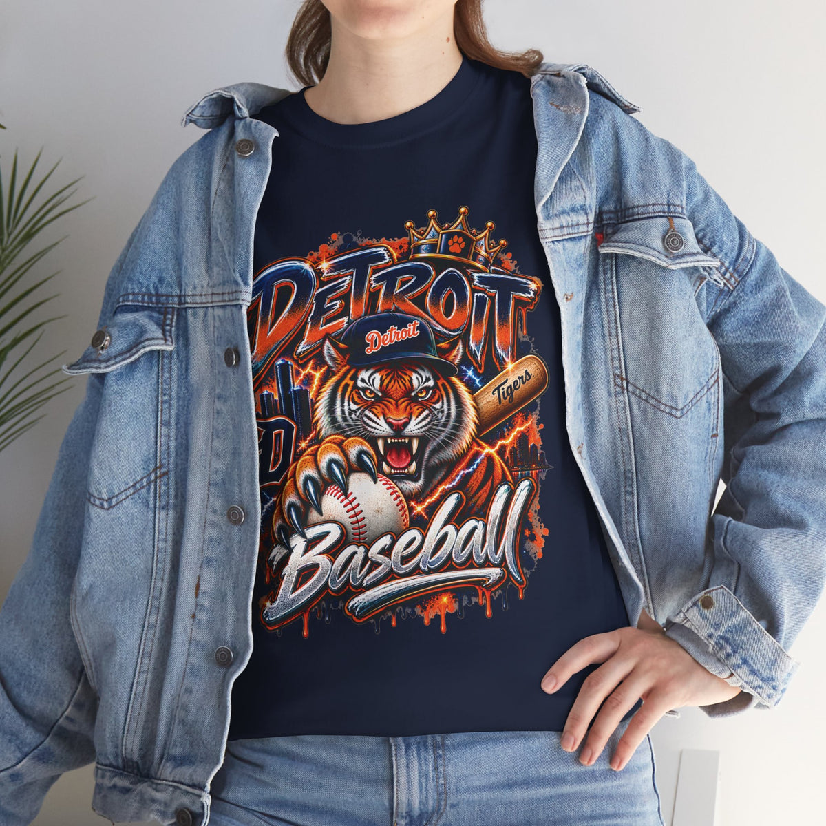 Detroit Tigers Tiger Baseball Tee | Vintage Mascot Detroit Baseball Shirt