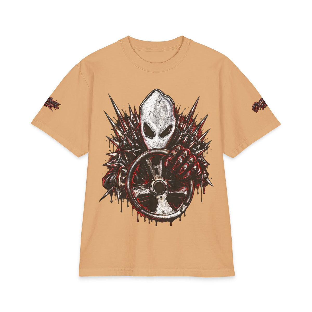 Don Toliver Alien Skull with Spiked Biohazard Wheel T-Shirt | Grunge Horror Tee