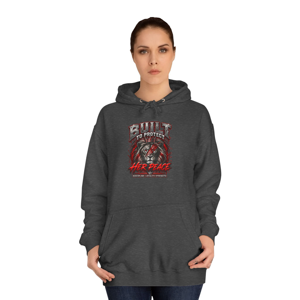 Built to Protect her Peace Couples College Hoodie