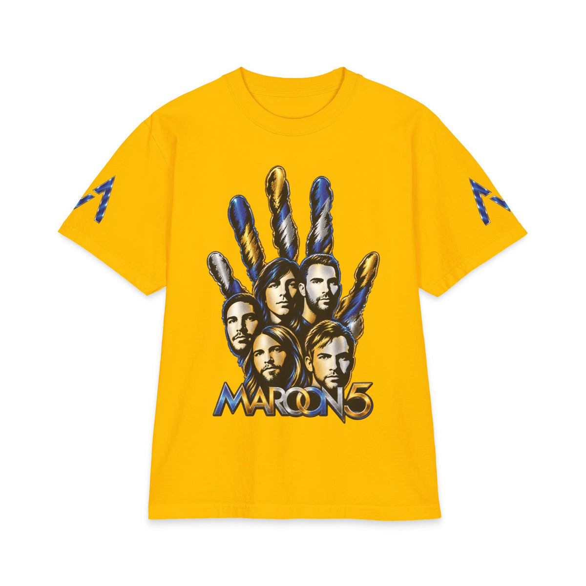Handprint Portrait Maroon 5 Band Graphic T-Shirt | Rock Band Logo Tee