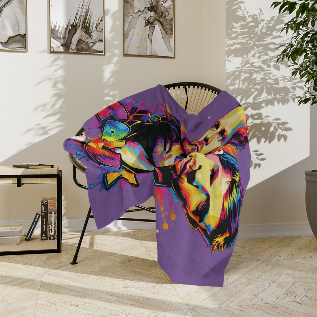 Coldplay band portrait Velveteen blanket | colorful pop art music throw