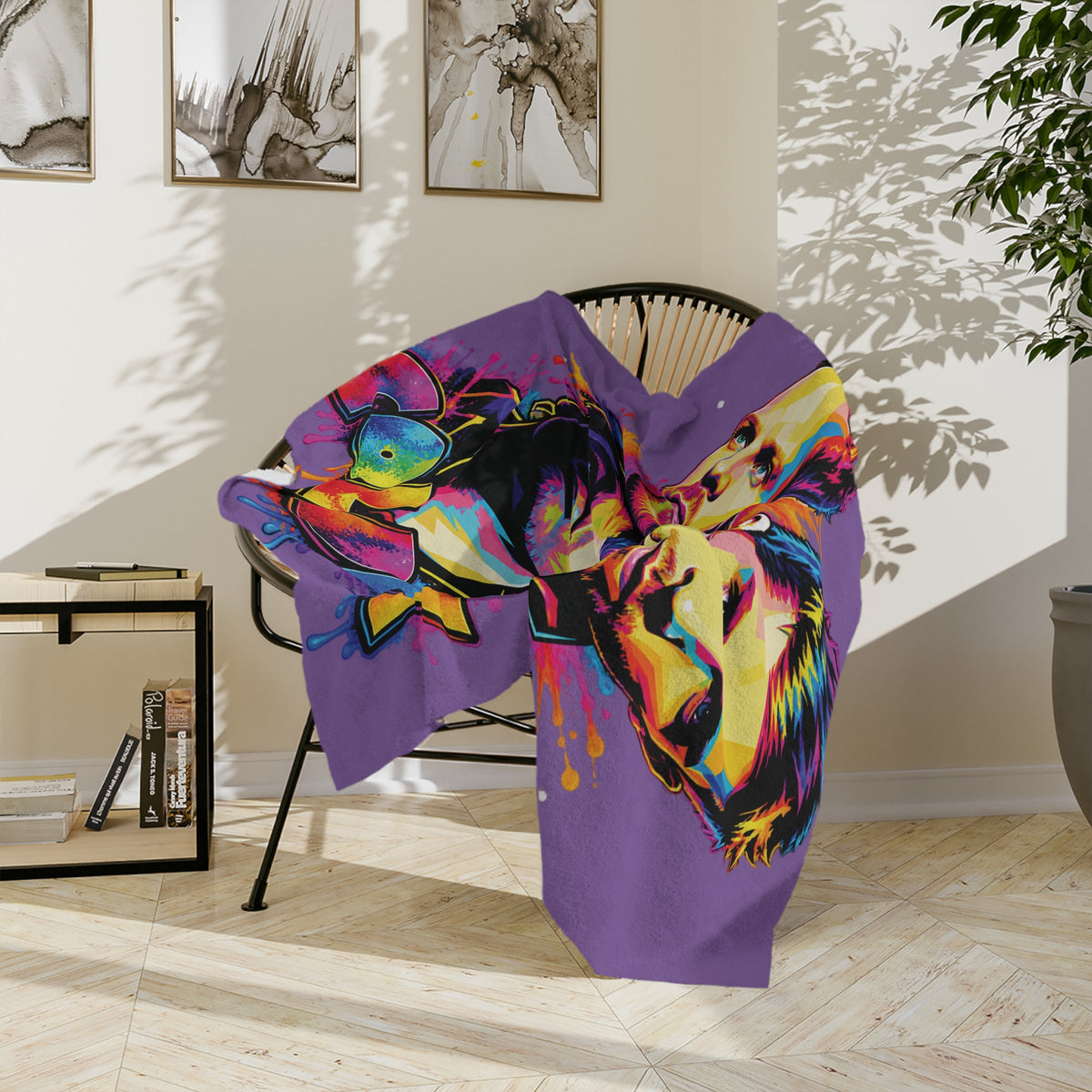 Coldplay band portrait Velveteen blanket | colorful pop art music throw
