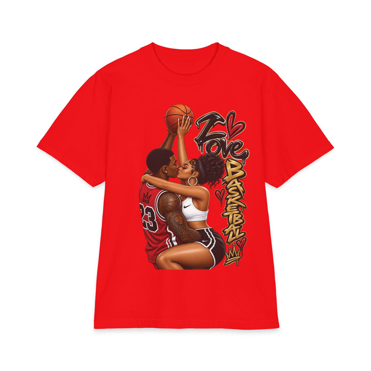 Love Basketball couple illustration Short Sleeve Tee | Basketball Romance