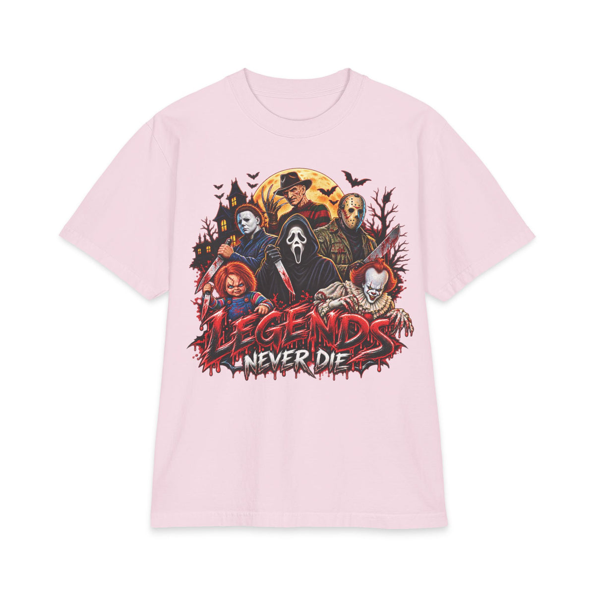 Horror Movie Icons Legends Never Die T-Shirt | Slasher Mask Collage