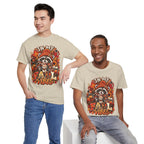 Cozy Raccoon Fall Vibes T-Shirt | Autumn Pumpkin Leaves Tee