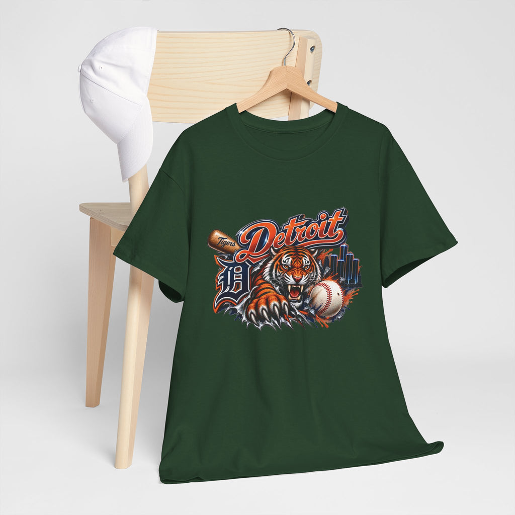 Detroit Tiger Baseball T-Shirt | Detroit skyline, claw marks