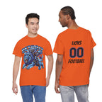 Detroit Lion Rider T-Shirt | Football Team Graphic Tee, Blue Mascot