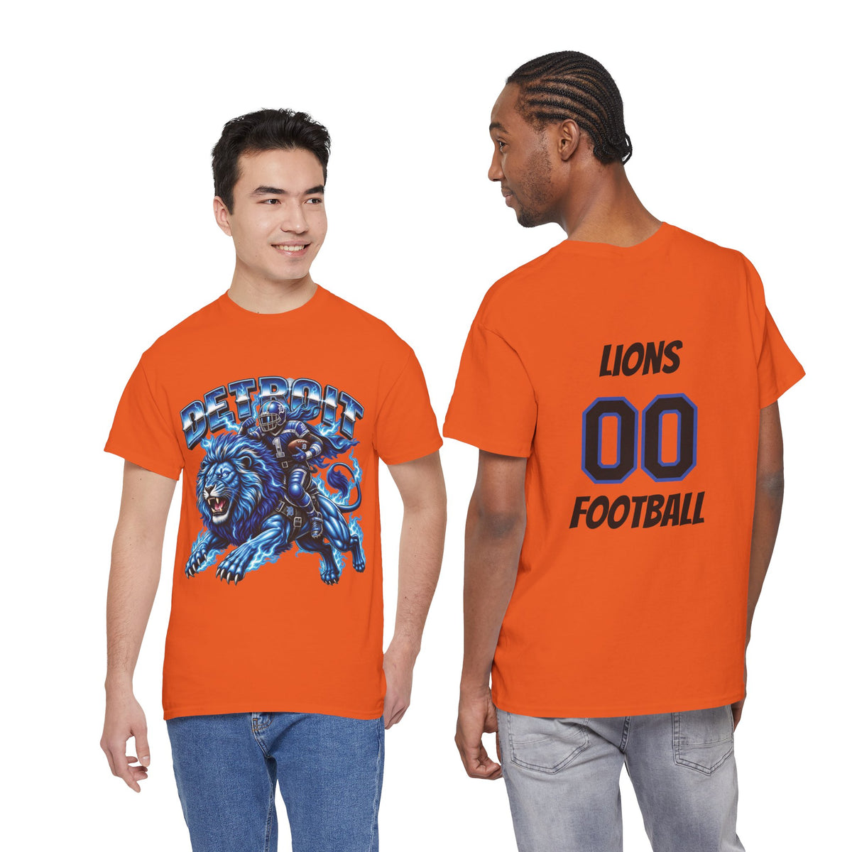 Detroit Lion Rider T-Shirt | Football Team Graphic Tee, Blue Mascot