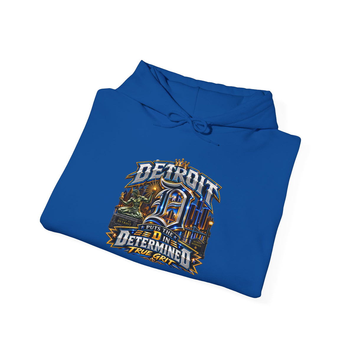 Detroit skyline determined slogan Hoodie | Motor City vintage style