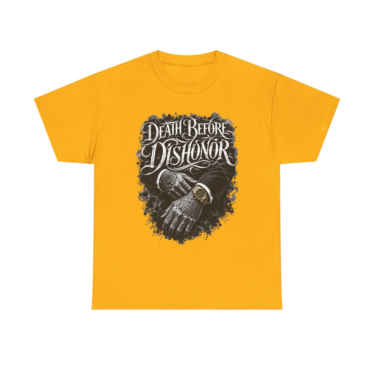 Death Before Dishonor Skull Gloves T-Shirt | Biker Tattoo Style