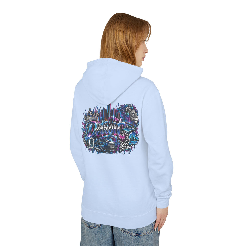 Detroit Retro Graffiti Hoodie | Lion, Skyline, Football Illustration