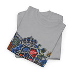 Detroit Skyline Collage T-Shirt | Motor City Landmarks, Vintage Neon Design