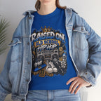 Raised On Old School Hip Hop T-Shirt | Retro Boombox Sneakers Crown Design