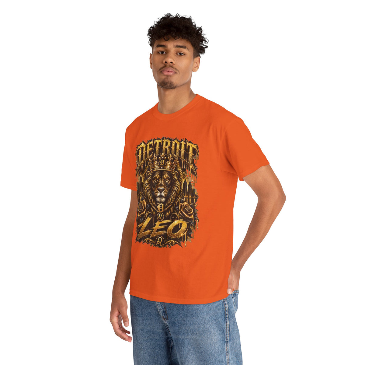 Detroit Lion Leo T-Shirt | Detroit Skyline Lion Graphic Tee