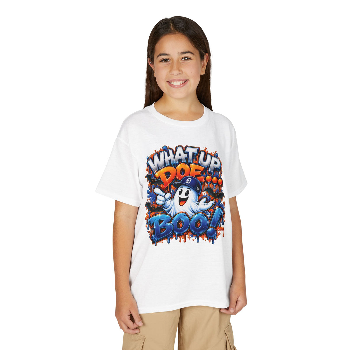 Det What Up Doe Boo! Ghost Graphic T-Shirt | Halloween Kids Tee