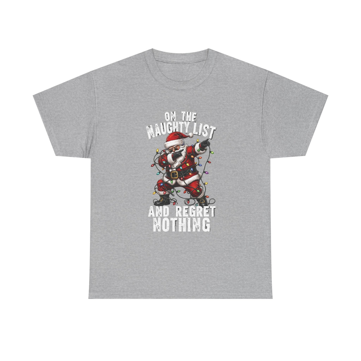 Santa Skeleton 'On the Naughty List and Regret Nothing' Tee | Christmas Punk Shirt