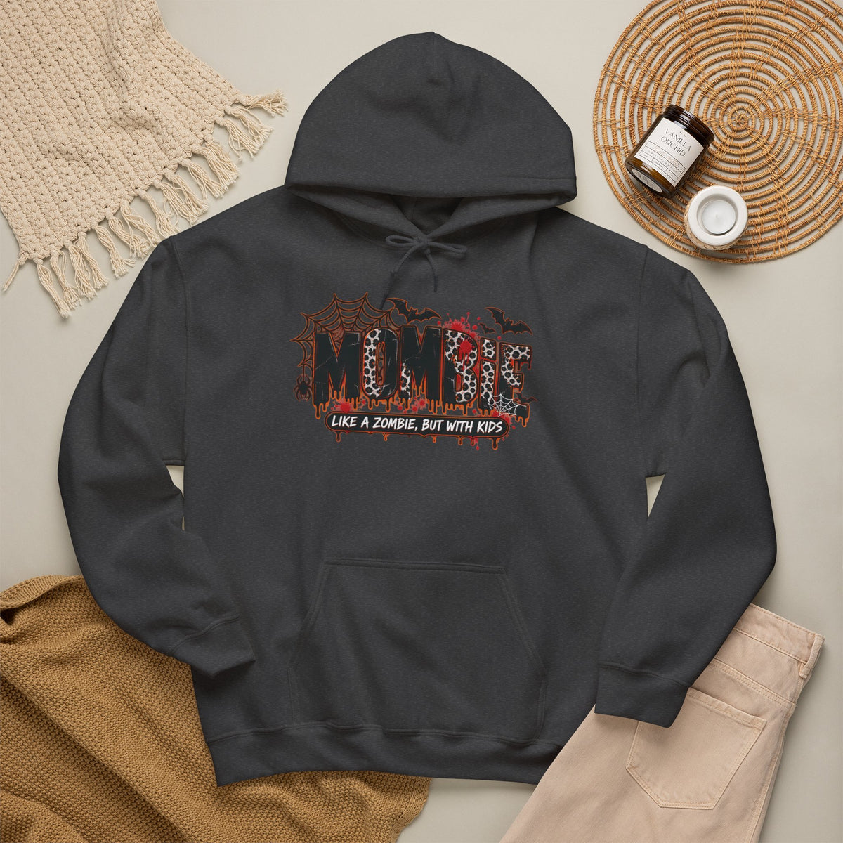 Mama Halloween Hoodie | spiderweb bats leopard print, spooky family mom sweatshirt