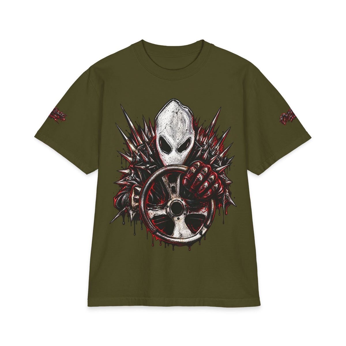Don Toliver Alien Skull with Spiked Biohazard Wheel T-Shirt | Grunge Horror Tee