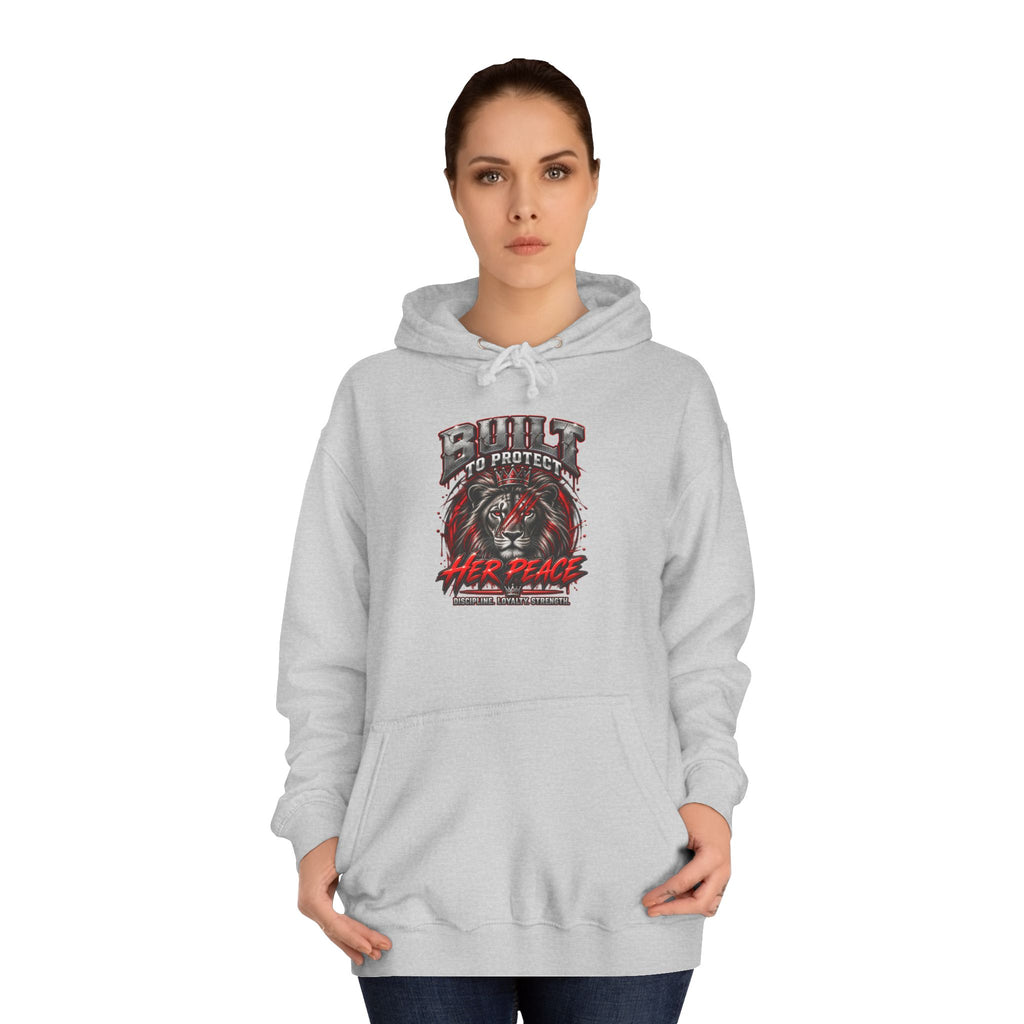 Built to Protect her Peace Couples College Hoodie