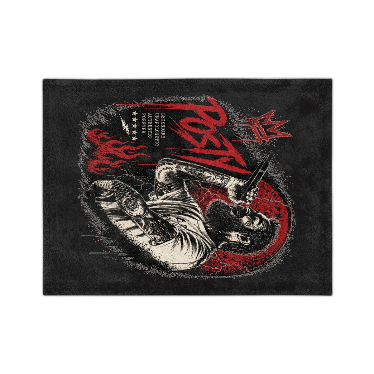 Posty Malone Singer Illustration Velveteen Blanket | Music Portrait, Tattoo Art