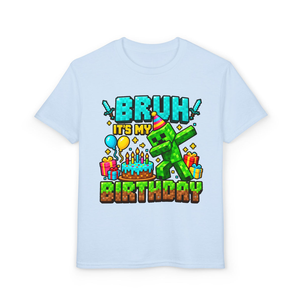 Bruh It’s My Birthday Youth T-Shirt – Pixel Gaming Birthday Shirt