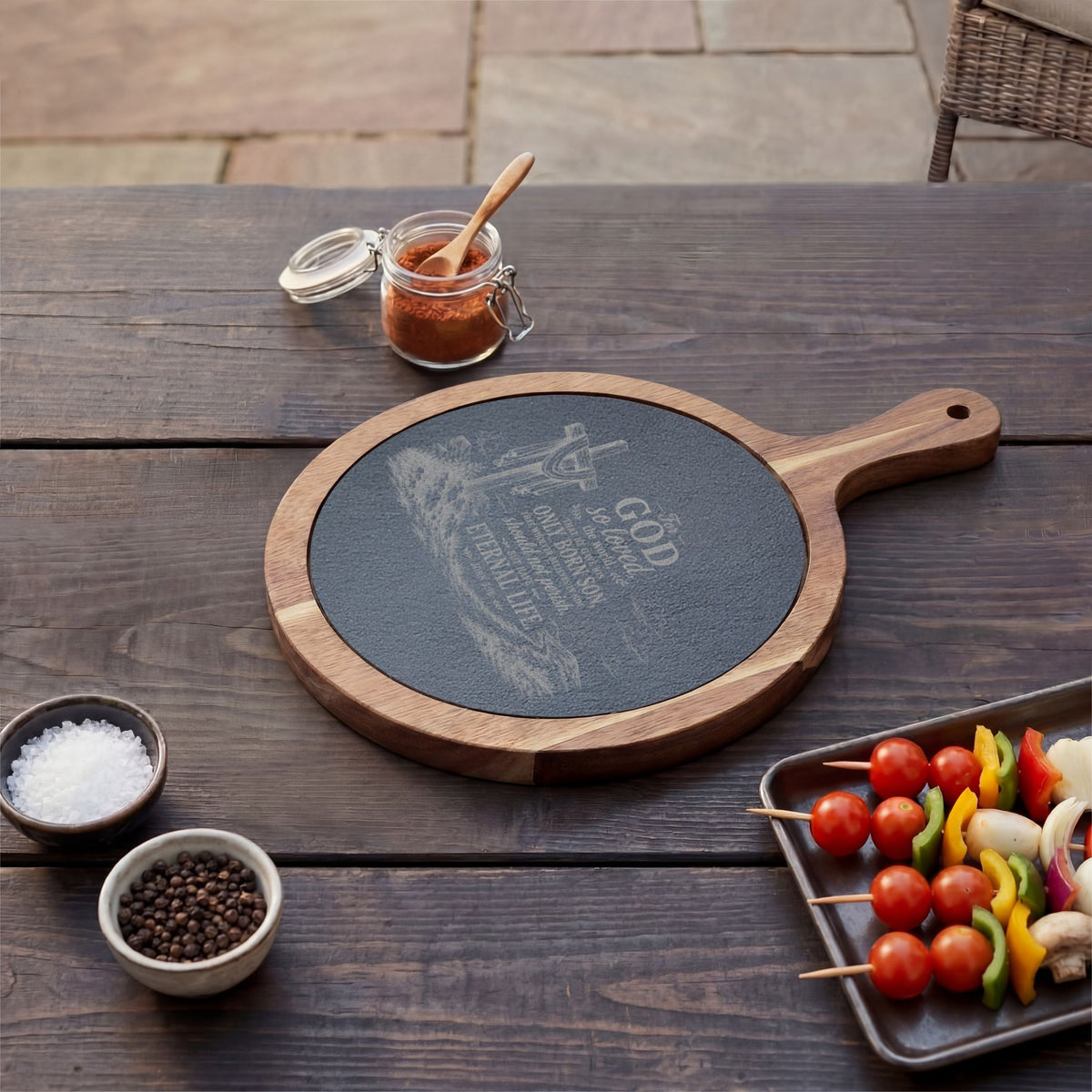 Christian Scripture Engraved Charcuterie Board | Cheese Set
