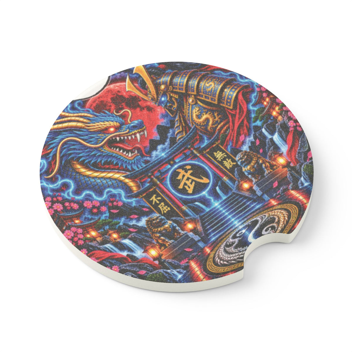 Chinese Dragons Shrine Car Coaster | Soapstone Decorative Coaster