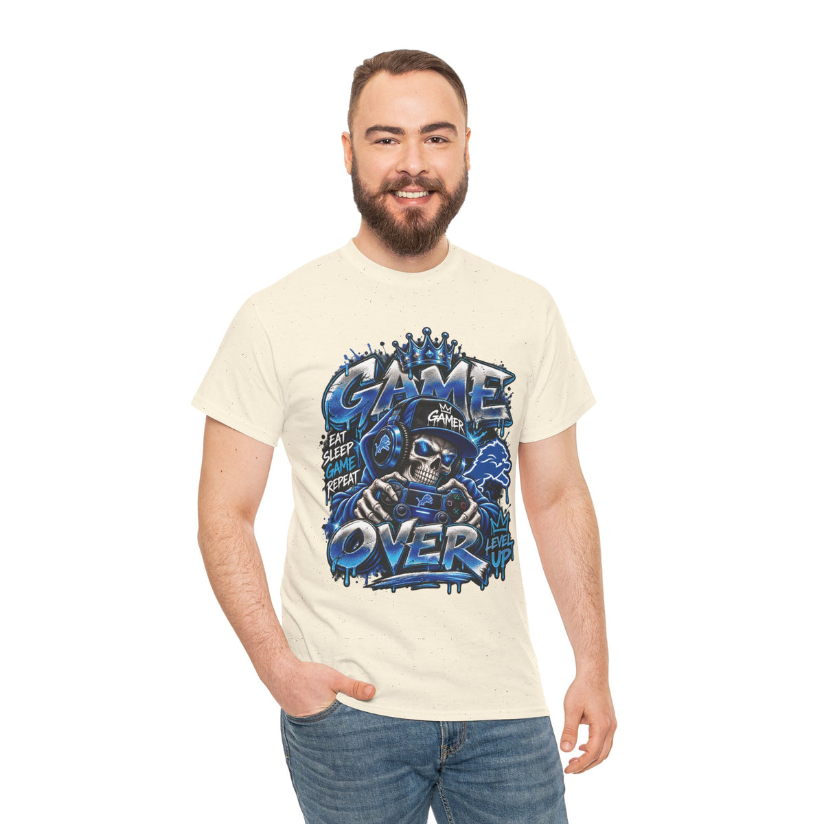 Game Over Skull Gamer Tee | Video Game Controller Graphic Shirt