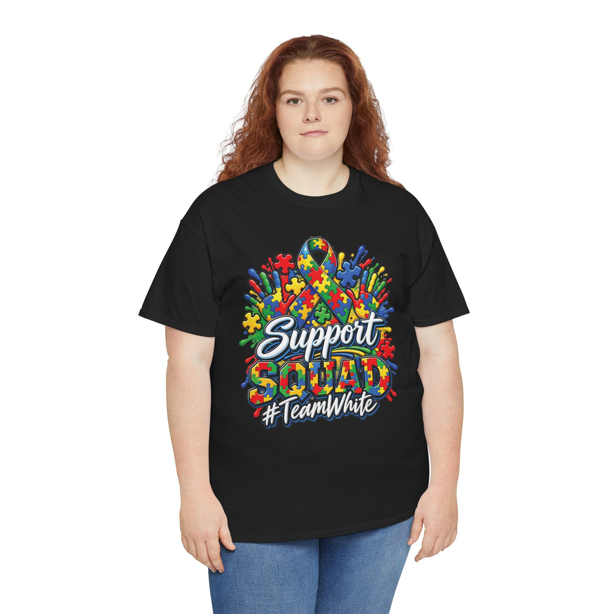 Support Squad T-Shirt | Autism Awareness Ribbon, Puzzle Heart Design