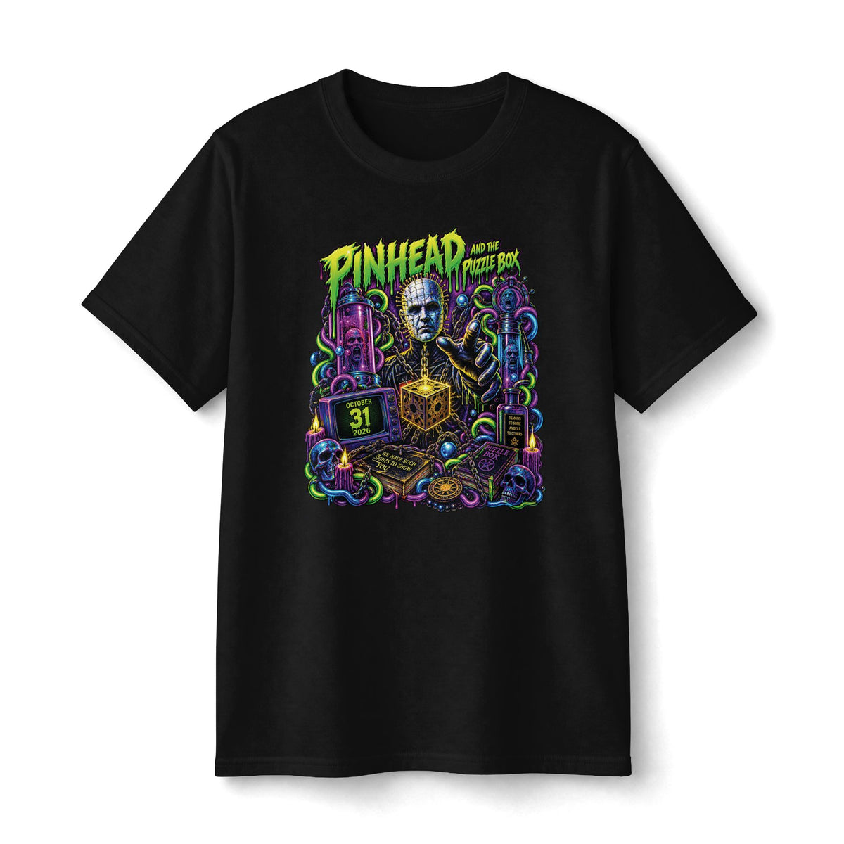 Pinhead Hellraiser Graphic Tee | Horror Movie Poster Style