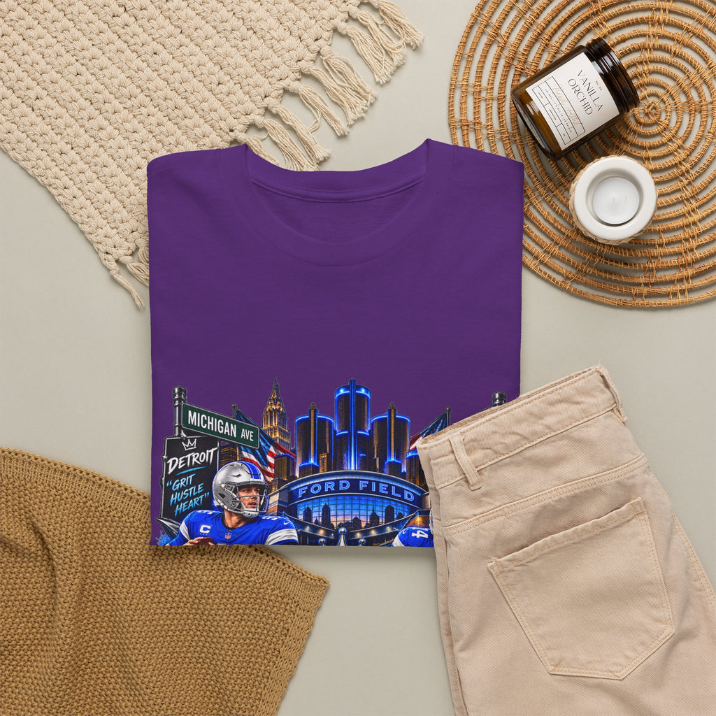 Detroit Football Graphic Tee | City Skyline, Players, Lions-Inspired Design