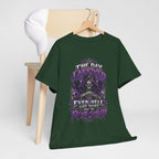 Grim Reaper Skull with Purple Flames T-Shirt | Gothic Death Quote Tee