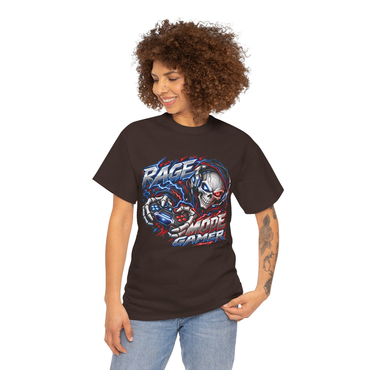 Rage Mode Gamer Skull Graphic T-Shirt