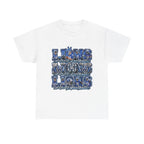 Lions Football Typography Tee | Blue Vintage Grunge Stadium Design