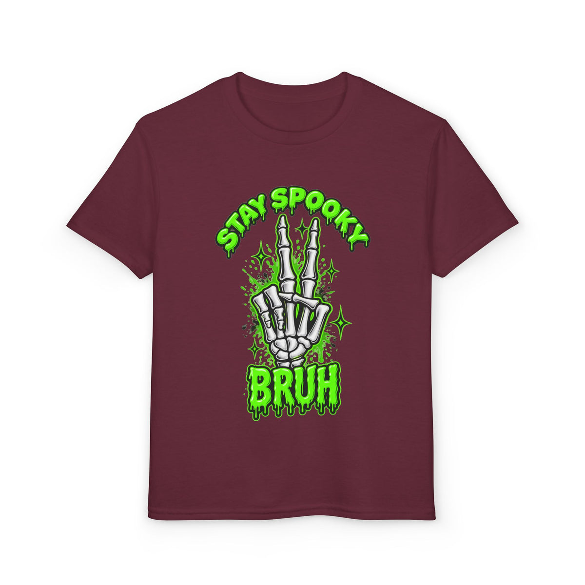 Stay Spooky Bruh T-Shirt | Skeleton Hand Halloween Graphic