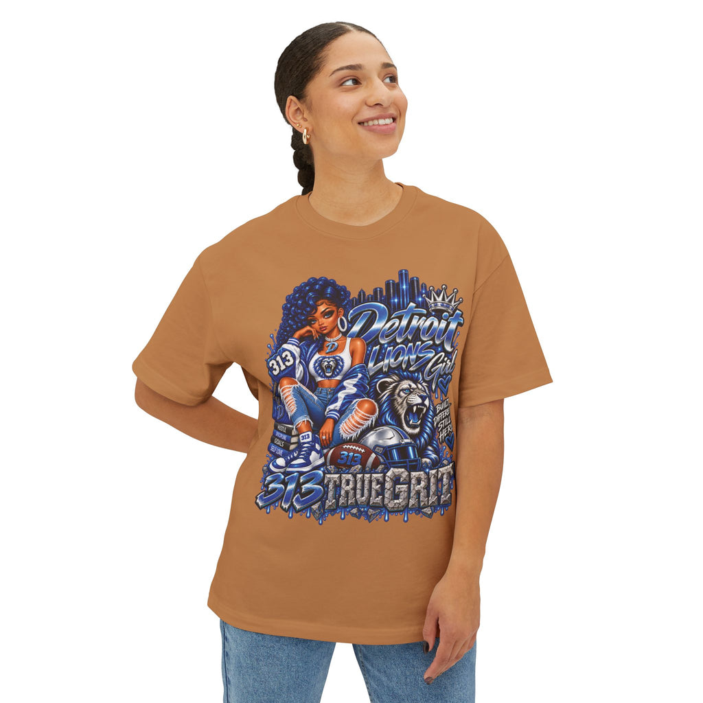 Lions Detroit City Grit tee | Motor City skyline, 313, sneaker and bulldog illustration