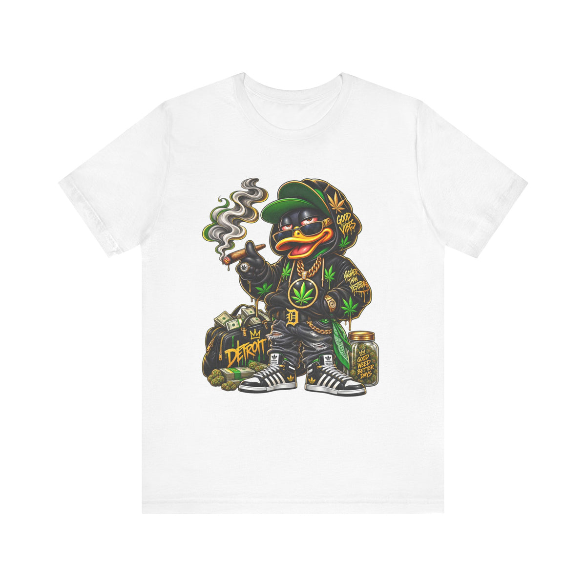 Weed Duck Smoking Graphic T-Shirt | Urban Streetwear Cannabis Art