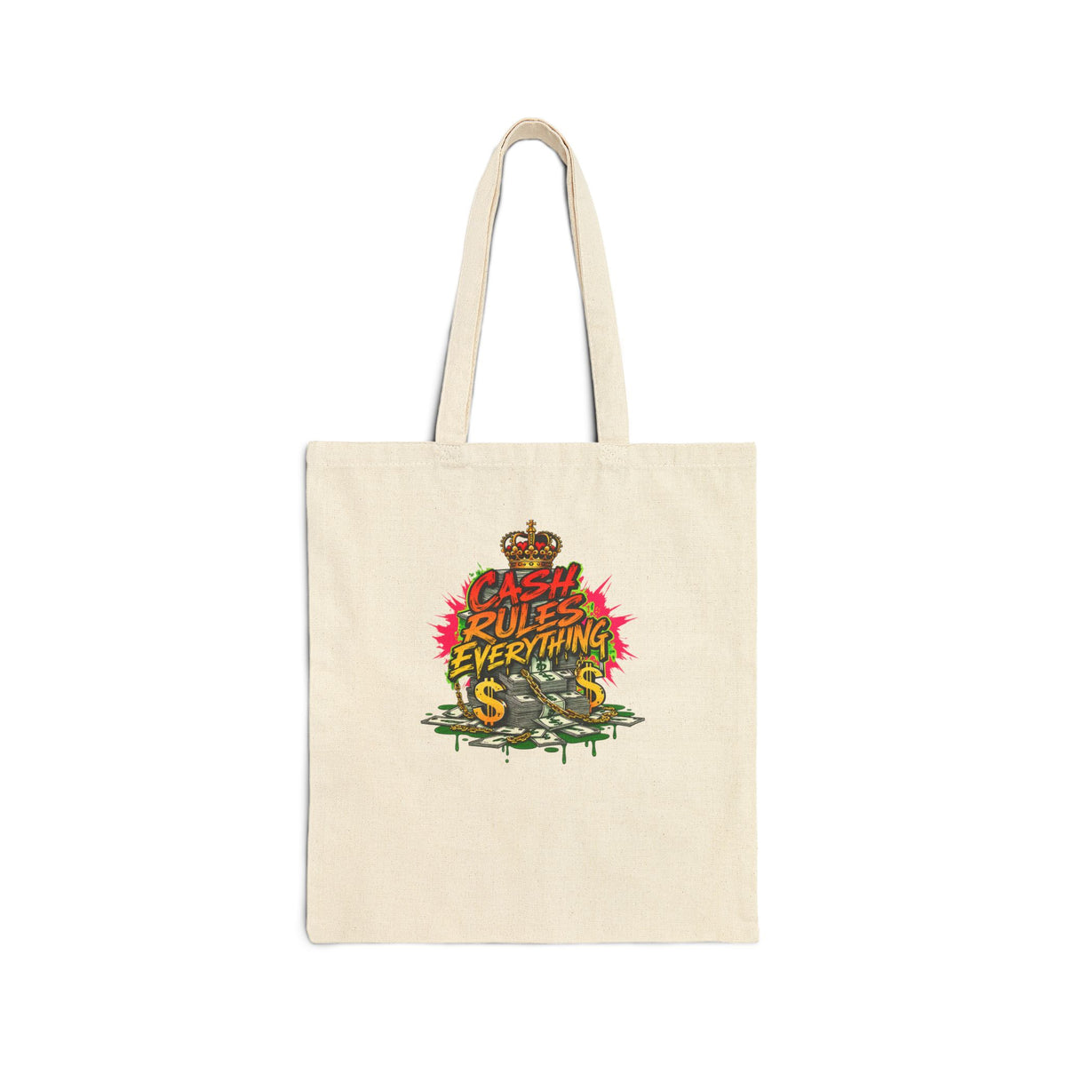 Cash Rules Everything Around Me Tote Bag | Retro Graffiti Money Design