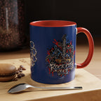 Detroit Rock City 313 Blue Accent Mug | Cityscape Guitar Graffiti Design