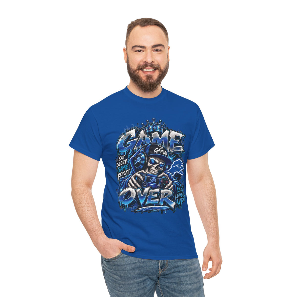 Game Over Skull Gamer Tee | Video Game Controller Graphic Shirt